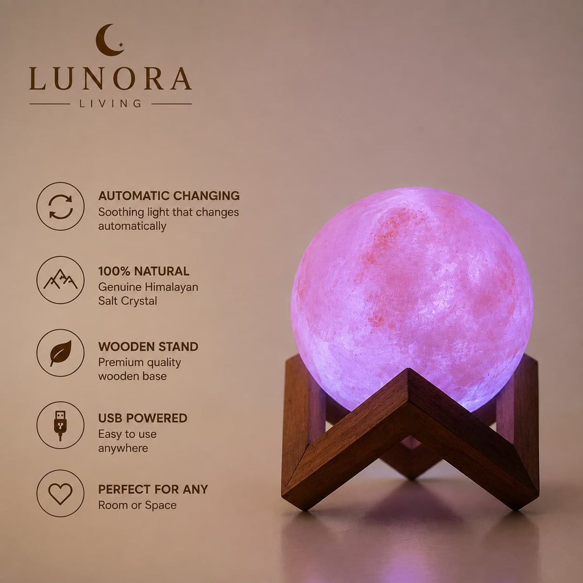 Premium Himalayan Salt Crystal LED Lamp With Stand