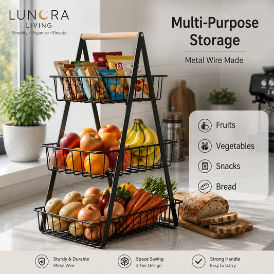 3-Tier Metal Wire Storage Rack